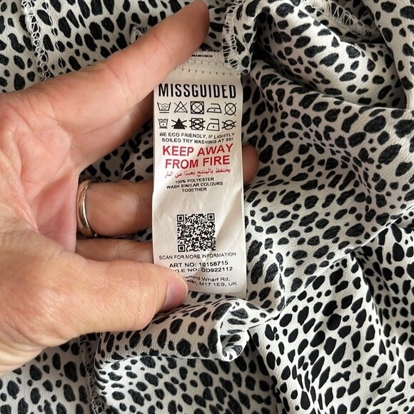 MISSGUIDED Black White Dalmatian Print Dress Size 6 - Picture 9 of 13